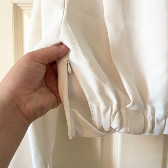 Zara Pleated Cropped Long Sleeve Top in White - Picture 11 of 11